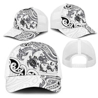New Zealand Sea Animals with Maori Tribal Tattoo Mesh Trucker Cap White Color