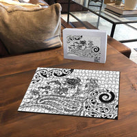 New Zealand Sea Animals with Maori Tribal Tattoo Puzzle White Color