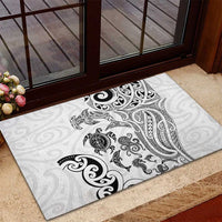 New Zealand Sea Animals with Maori Tribal Tattoo Rubber Doormat White Color LT03 - Polynesian Pride