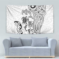 New Zealand Sea Animals with Maori Tribal Tattoo Tapestry White Color LT03 - Polynesian Pride