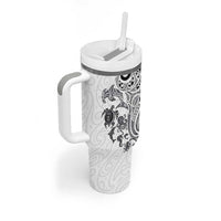 New Zealand Sea Animals with Maori Tribal Tattoo Tumbler With Handle White Color LT03 - Polynesian Pride