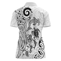New Zealand Sea Animals with Maori Tribal Tattoo Women Polo Shirt White Color LT03 - Polynesian Pride