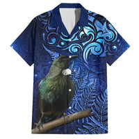 New Zealand Tui Bird Matariki Hawaiian Shirt Maori New Year with Galaxy Fern LT03 Blue - Polynesian Pride
