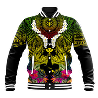 Hawaii Kanaka Maoli Baseball Jacket Double Shark and Hibiscus Flowers