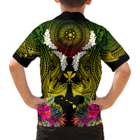 Hawaii Kanaka Maoli Family Matching Long Sleeve Bodycon Dress and Hawaiian Shirt Double Shark and Hibiscus Flowers LT03 - Polynesian Pride