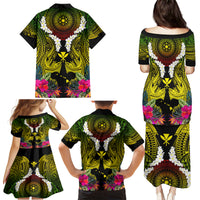 Hawaii Kanaka Maoli Family Matching Puletasi and Hawaiian Shirt Double Shark and Hibiscus Flowers LT03 - Polynesian Pride