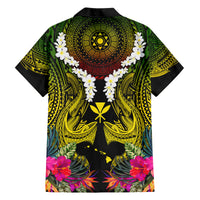 Hawaii Kanaka Maoli Family Matching Short Sleeve Bodycon Dress and Hawaiian Shirt Double Shark and Hibiscus Flowers LT03 - Polynesian Pride