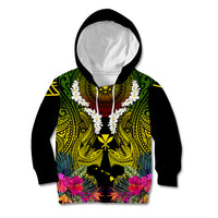 Hawaii Kanaka Maoli Kid Hoodie Double Shark and Hibiscus Flowers