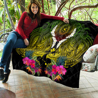 Hawaii Kanaka Maoli Quilt Double Shark and Hibiscus Flowers