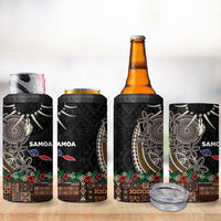 Samoa Siapo Polynesian Art 4 in 1 Can Cooler Tumbler Tropical Flowers and Tatau Pattern Brown