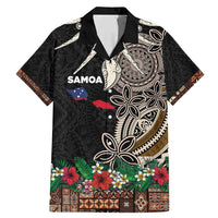 Samoa Siapo Polynesian Art Family Matching Mermaid Dress and Hawaiian Shirt Tropical Flowers and Tatau Pattern Brown LT03 Dad's Shirt - Short Sleeve Brown - Polynesian Pride