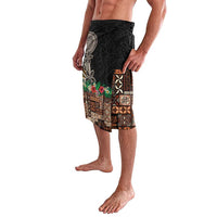 Samoa Siapo Polynesian Art Lavalava Tropical Flowers and Tatau Pattern Brown