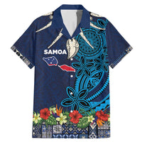 Samoa Siapo Polynesian Art Family Matching Mermaid Dress and Hawaiian Shirt Tropical Flowers and Tatau Pattern Navy LT03 Dad's Shirt - Short Sleeve Navy - Polynesian Pride