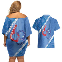 Samoa Independence Day Couples Matching Off Shoulder Short Dress and Hawaiian Shirt Anniversary 63th-Siapo Art