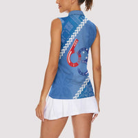 Samoa Independence Day Women Sleeveless Polo Shirt Anniversary 63th-Siapo Art