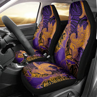 Hawaiian Volcano and Shark Car Seat Cover Polynesian and Hibiscus Pattern Purple Yellow Gradient