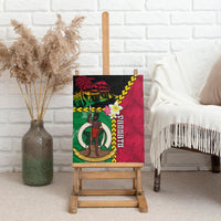 Vanuatu Nakamal and Plumeria Flowers Canvas Wall Art Polynesian Pattern