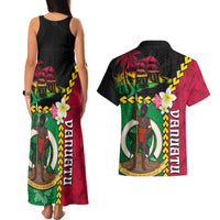 Vanuatu Nakamal and Plumeria Flowers Couples Matching Tank Maxi Dress and Hawaiian Shirt Polynesian Pattern