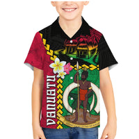 Vanuatu Nakamal and Plumeria Flowers Family Matching Mermaid Dress and Hawaiian Shirt Polynesian Pattern