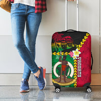 Vanuatu Nakamal and Plumeria Flowers Luggage Cover Polynesian Pattern