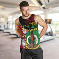 Vanuatu Nakamal and Plumeria Flowers Men Tank Top Polynesian Pattern