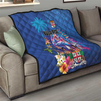 Fiji Bula Quilt Tropical Plants with Palm Tree and Iguana Colorful