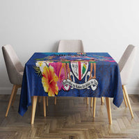 Fiji Bula Tablecloth Tropical Plants with Palm Tree and Iguana Colorful