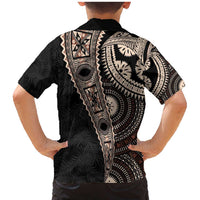 Fiji Traditional Masi Family Matching Mermaid Dress and Hawaiian Shirt Tapa Art Palm Leaves Pattern LT03 - Polynesian Pride