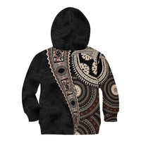 Fiji Traditional Masi Kid Hoodie Tapa Art Palm Leaves Pattern