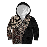 Fiji Traditional Masi Kid Hoodie Tapa Art Palm Leaves Pattern