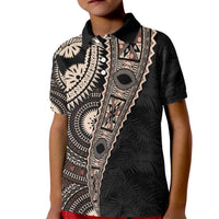 Fiji Traditional Masi Kid Polo Shirt Tapa Art Palm Leaves Pattern
