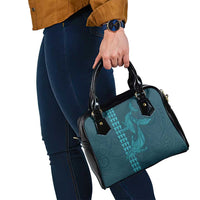 Aloha Hawaii Whale Kakau and Polynesian Tattoo Shoulder Handbag Turquoise Color