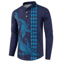 Aloha Hawaii Whale Kakau and Polynesian Tattoo Button Sweatshirt Dark Navy Color