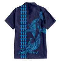 Aloha Hawaii Whale Kakau and Polynesian Tattoo Family Matching Summer Maxi Dress and Hawaiian Shirt Dark Navy Color LT03 - Polynesian Pride