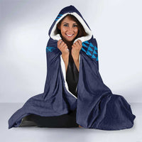 Aloha Hawaii Whale Kakau and Polynesian Tattoo Hooded Blanket Dark Navy Color