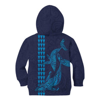Aloha Hawaii Whale Kakau and Polynesian Tattoo Kid Hoodie Dark Navy Color LT03 - Polynesian Pride