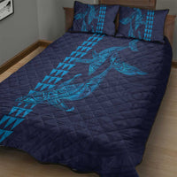 Aloha Hawaii Whale Kakau and Polynesian Tattoo Quilt Bed Set Dark Navy Color LT03 - Polynesian Pride