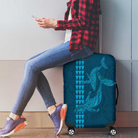 Aloha Hawaii Whale Kakau and Polynesian Tattoo Luggage Cover Light Blue Color