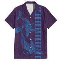 Aloha Hawaii Whale Kakau and Polynesian Tattoo Family Matching Off Shoulder Short Dress and Hawaiian Shirt Purple Color LT03 Dad's Shirt - Short Sleeve Purple - Polynesian Pride