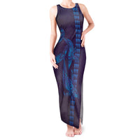 Aloha Hawaii Whale Kakau and Polynesian Tattoo Tank Maxi Dress Purple Color