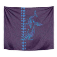 Aloha Hawaii Whale Kakau and Polynesian Tattoo Tapestry Purple Color