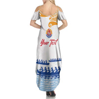 Personalised Hawaiki Nui Va'a French Polynesian Pattern Family Matching Summer Maxi Dress and Hawaiian Shirt White Color LT03 - Polynesian Pride