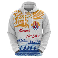 Personalised Hawaiki Nui Va'a French Polynesian Pattern Hoodie White Color