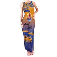 Personalised Hawaiki Nui Va'a French Polynesian Pattern Family Matching Tank Maxi Dress and Hawaiian Shirt Sunset Color LT03 Mom's Dress Yellow - Polynesian Pride