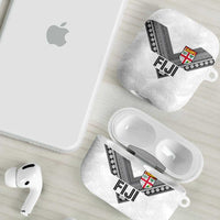Rugby Fiji AirPods Case Fijian Masi Tribal Sporty Style White Color LT03 - Polynesian Pride