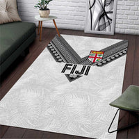 Rugby Fiji Area Rug Fijian Masi Tribal Sporty Style White Color LT03 White - Polynesian Pride
