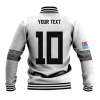 Custom Rugby Fiji Baseball Jacket Fijian Masi Tribal Sporty Style White Color - Polynesian Pride