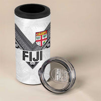 Custom Rugby Fiji 4 in 1 Can Cooler Tumbler Fijian Masi Tribal Sporty Style White Color LT03 - Polynesian Pride