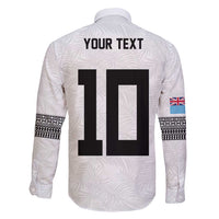 Custom Rugby Fiji Family Matching Long Sleeve Bodycon Dress and Hawaiian Shirt Fijian Masi Tribal Sporty Style White Color LT03 - Polynesian Pride