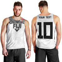 Custom Rugby Fiji Men Tank Top Fijian Masi Tribal Sporty Style White Color LT03 - Polynesian Pride